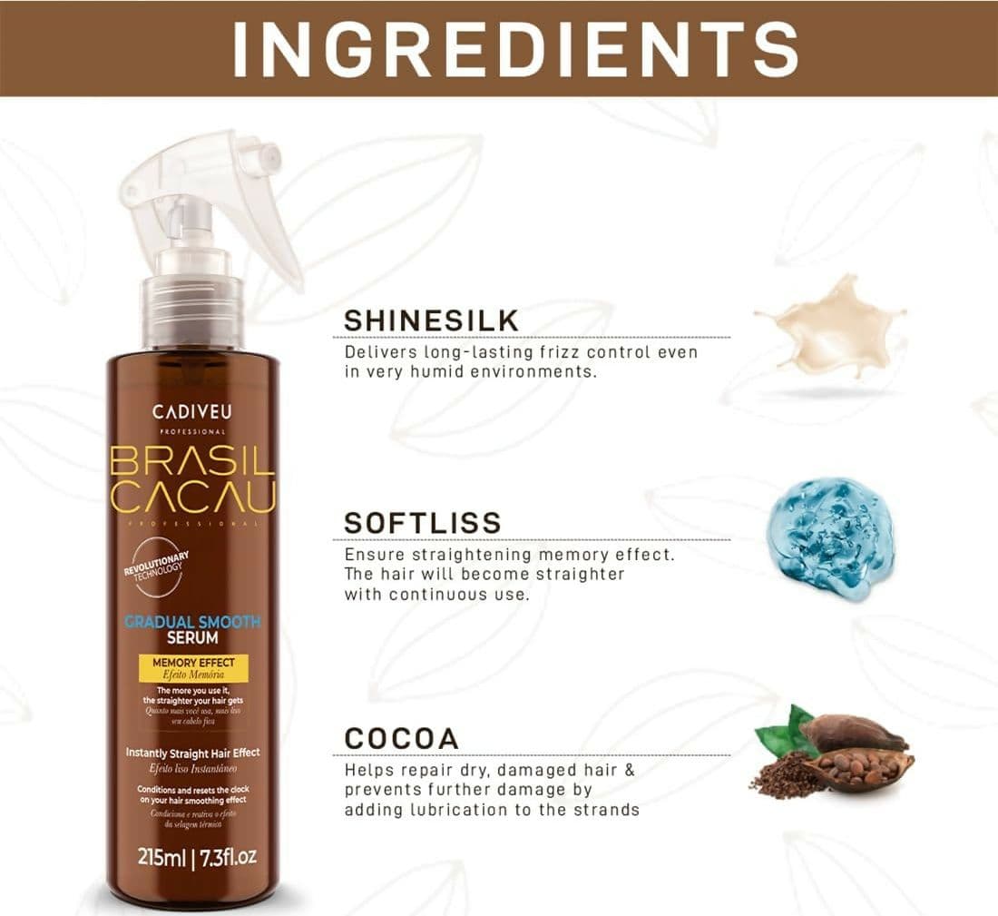 Spray Lisciante Per Capelli Brasil Cacau Gradual Smooth Serum 215 ml Lisciante in Lacche e spray per capelli Ricci Perfetti - Partinico, commercioVirtuoso.it