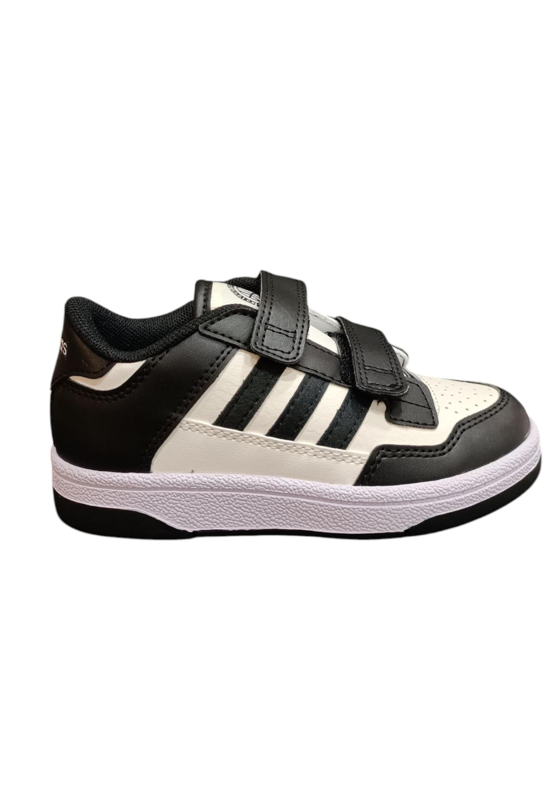 Adidas Papid Court Sneakers Bambino Ragazzo Bianco Nero - Scarpe Ginnastica Velcro - 6