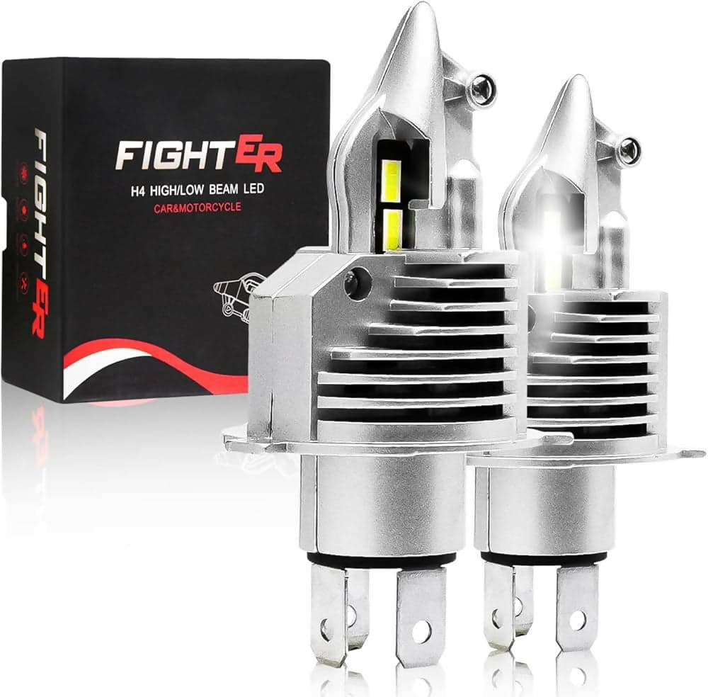 Kit led h4 coppia luci 50w fighter no error canbus auto moto camion 12-24v bianco 6000k
