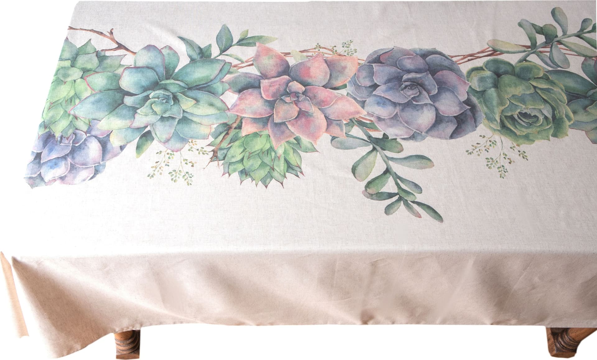 Tovaglia in misto lino stampato morbida resistente elegante made in italy SUCCULENTE - Vanita di raso