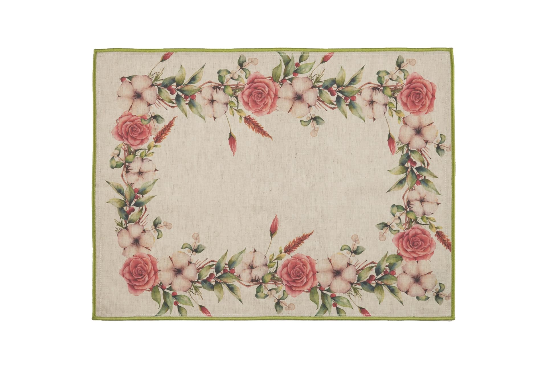 Set di 2 tovagliette americane e 2 tovaglioli colazione coppia tovagliette e tovaglioli in misto lino stampa floreale fiori morbide resistenti eleganti made in italy FIOR DI COTONE con Cordoncino Verde in Tovagliette Vanita di raso - Sesto San Giovanni, commercioVirtuoso.it