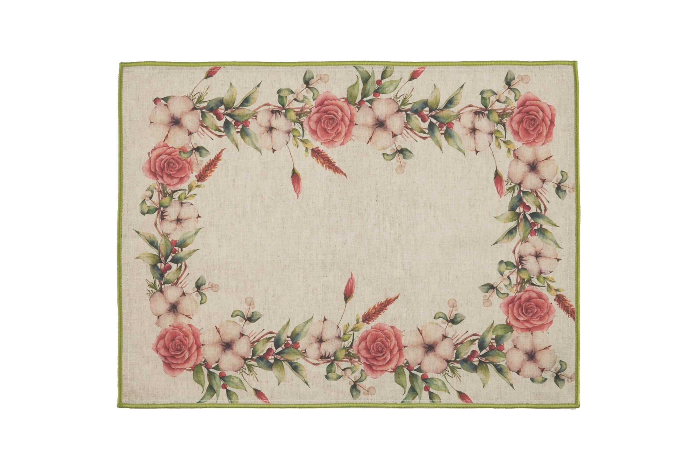 Set di 2 tovagliette americane e 2 tovaglioli colazione coppia tovagliette e tovaglioli in misto lino stampa floreale fiori morbide resistenti eleganti made in italy FIOR DI COTONE con Cordoncino Verde in Tovagliette Vanita di raso - Sesto San Giovanni, commercioVirtuoso.it