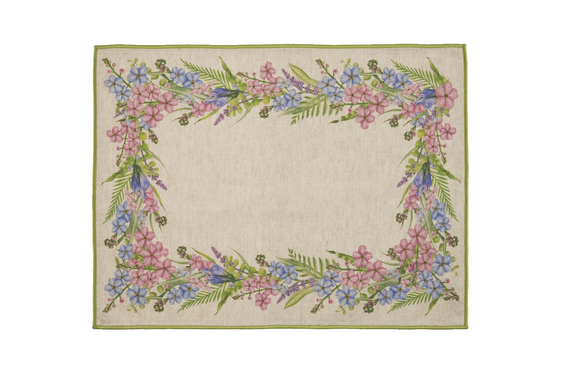 Set di 2 tovagliette americane e 2 tovaglioli colazione coppia tovagliette e tovaglioli in misto lino stampa floreale fiori morbide resistenti eleganti made in italy FIORI DI CAMPO con Cordoncino Verde in Tovagliette Vanita di raso - Sesto San Giovanni, commercioVirtuoso.it