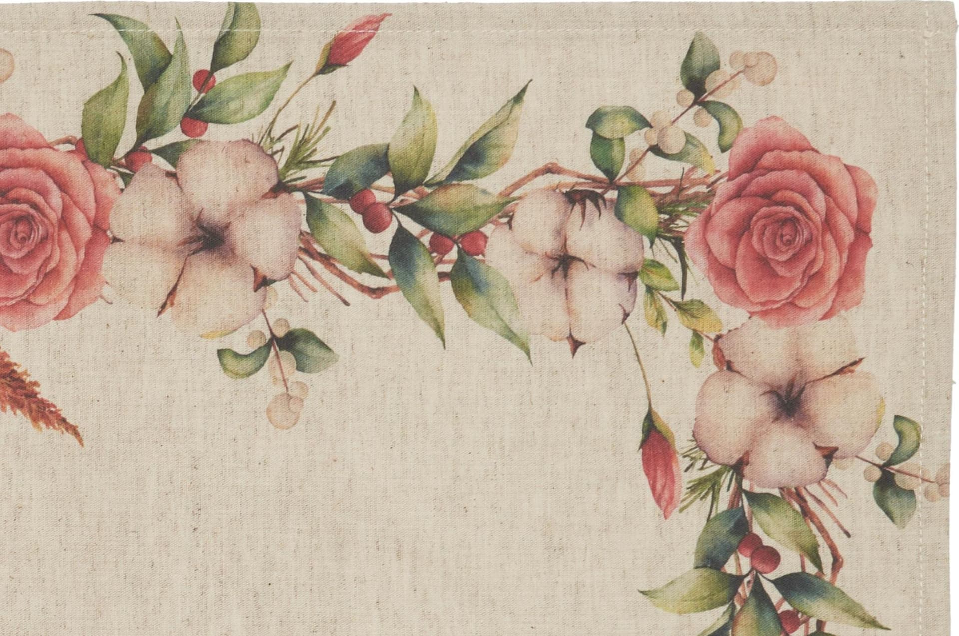 Set di 2 tovagliette americane colazione coppia tovagliette 35 X 50 CM in misto lino stampa floreale fiori  morbide resistenti eleganti made in italy FIOR DI COTONE - Vanita di raso