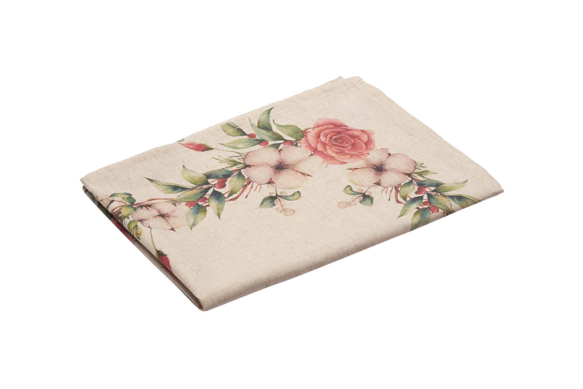 Set di 2 tovagliette americane colazione coppia tovagliette 35 X 50 CM in misto lino stampa floreale fiori  morbide resistenti eleganti made in italy FIOR DI COTONE - Vanita di raso