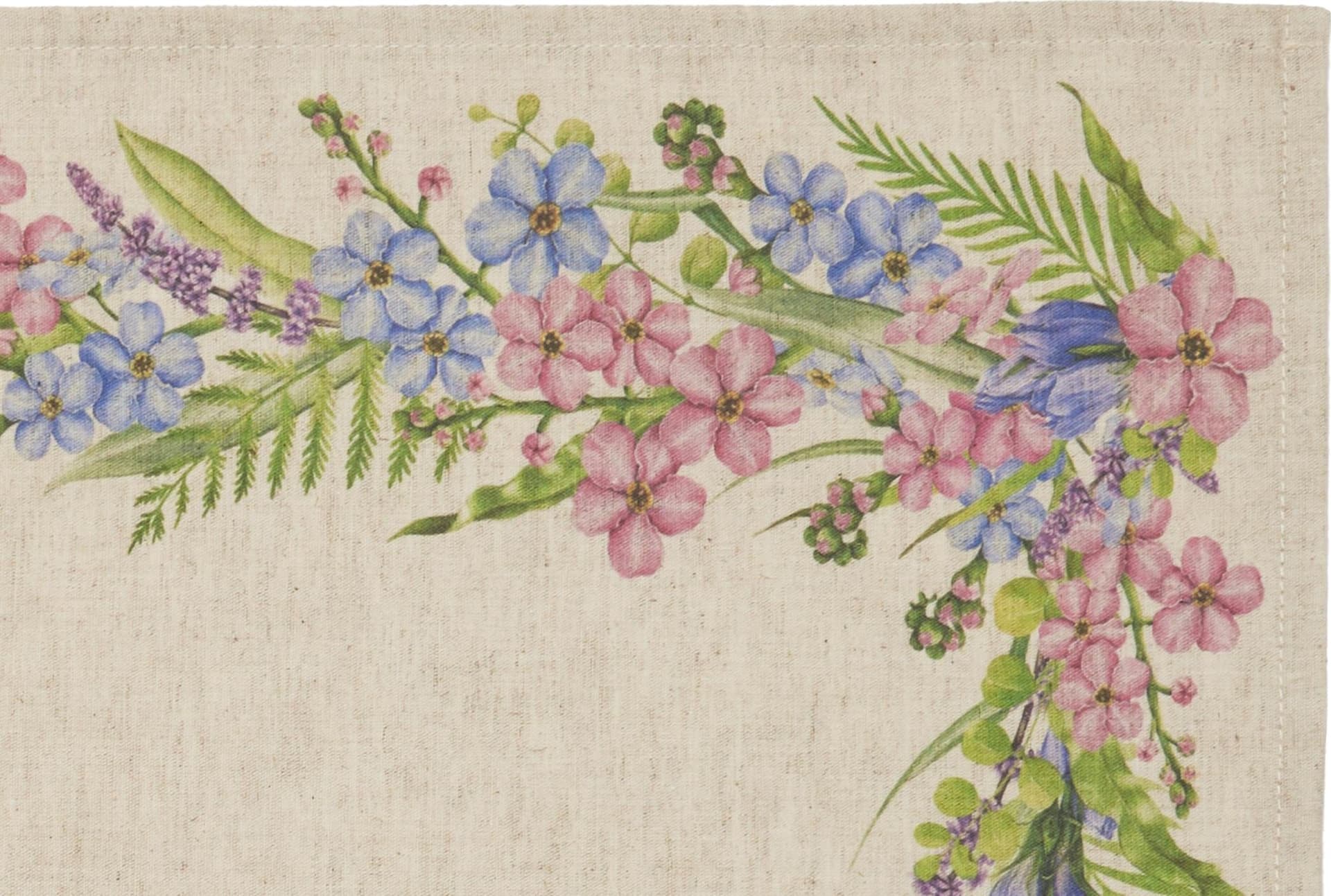 Set di 2 tovagliette americane colazione coppia tovagliette 35 X 50 CM in misto lino stampa floreale fiori  morbide resistenti eleganti made in italy FIORI DI CAMPO - Vanita di raso