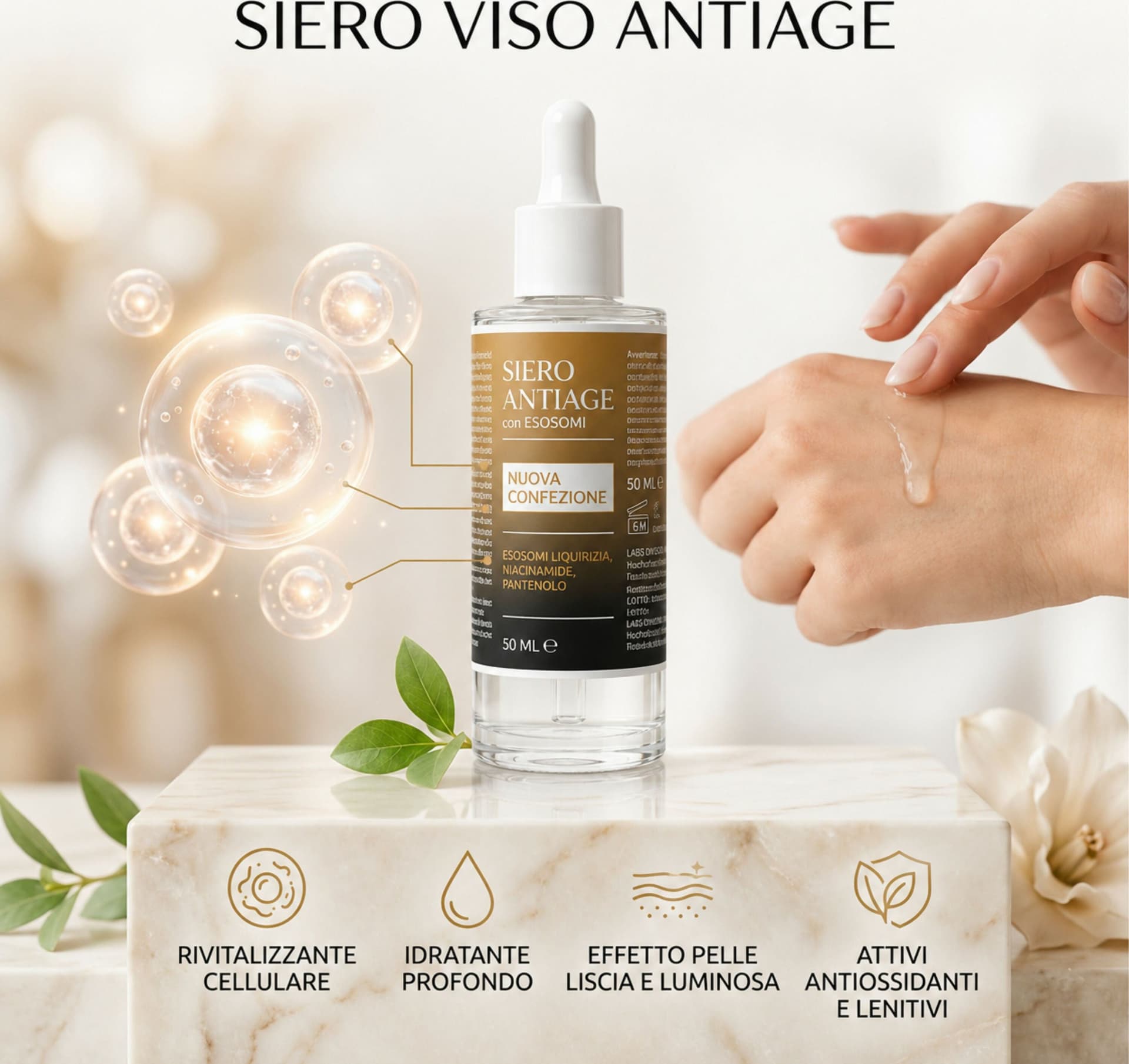 Siero Viso Antiage con Esosomi – Idratante e Rivitalizzante – Effetto Pelle Liscia e Luminosa – Adatto a Tutti i Tipi di Pelle – 50 ml in Sieri e liquidi BasketGuru Italia - Palermo, commercioVirtuoso.it