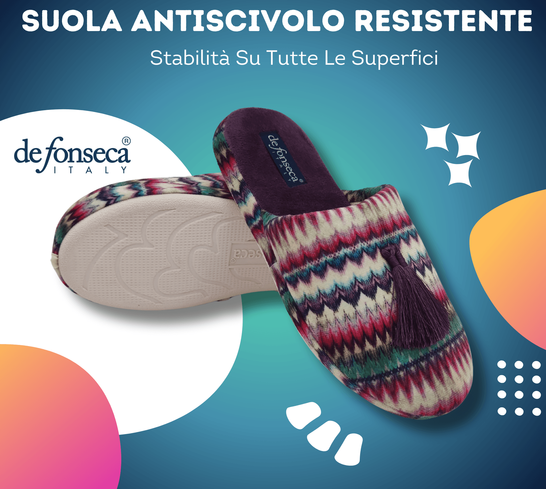 de fonseca Sissy Ciabatte Artistiche da Donna, Pantofole in Cotone, Slippers Comode e Lavabili per Casa in Infradito Primo Calzature - Venezia, commercioVirtuoso.it
