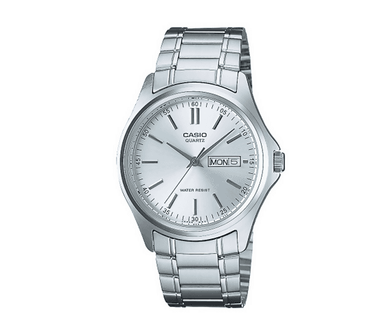 Orologio Casio per uomo Serie MTP-1239, sfondo quadrante argento, blu e nero in acciaio, con segna data in Orologi da polso Loweconomy - Marineo, commercioVirtuoso.it