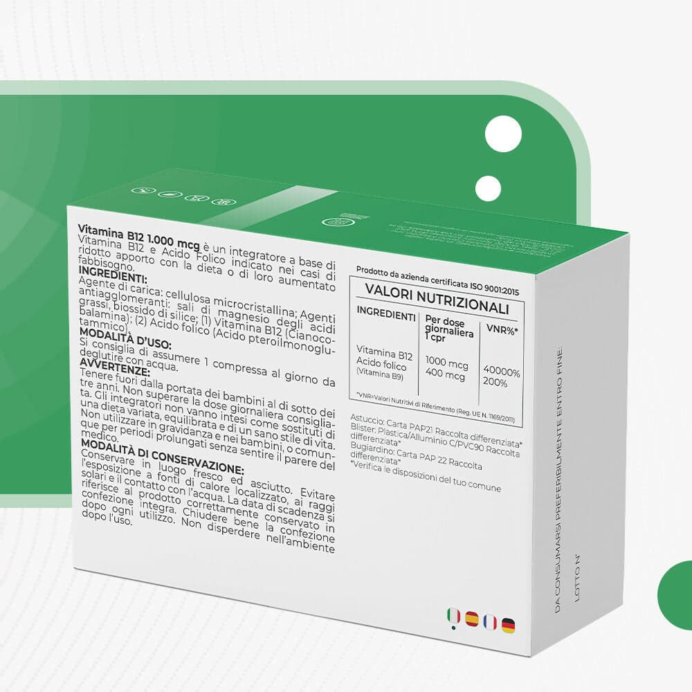 Vitamina b12 1000 mcg e acido folico 400 mcg 160 microcompresse ad alto dosaggio - cianocobalamina e folato vegan per stanchezza fisica e mentale - 5 mesi di fornitura in Vitamina B12 MyLab Nutrition - Roma, commercioVirtuoso.it