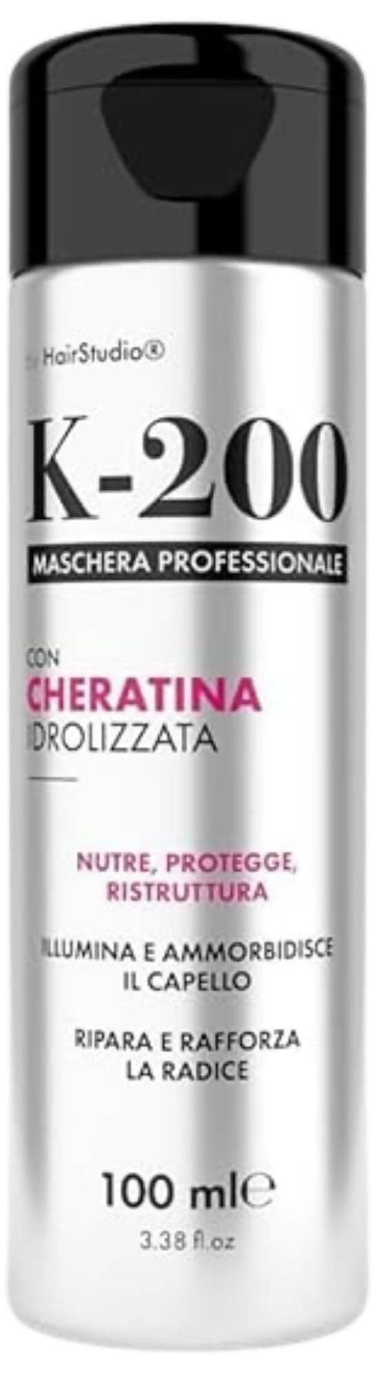 K200 Maschera Capelli Ristrutturante con Cheratina Idrolizzata, Olio di Argan, Acido Ialuronico e Pantenolo – 200 ml