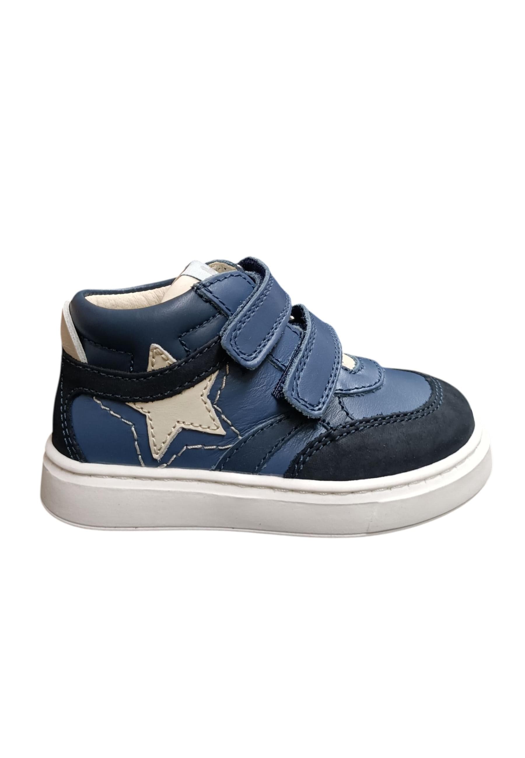 Sneakers primi passi bambino Balducci Cita blu grigio pelle - Stile urbano con velcro - 6