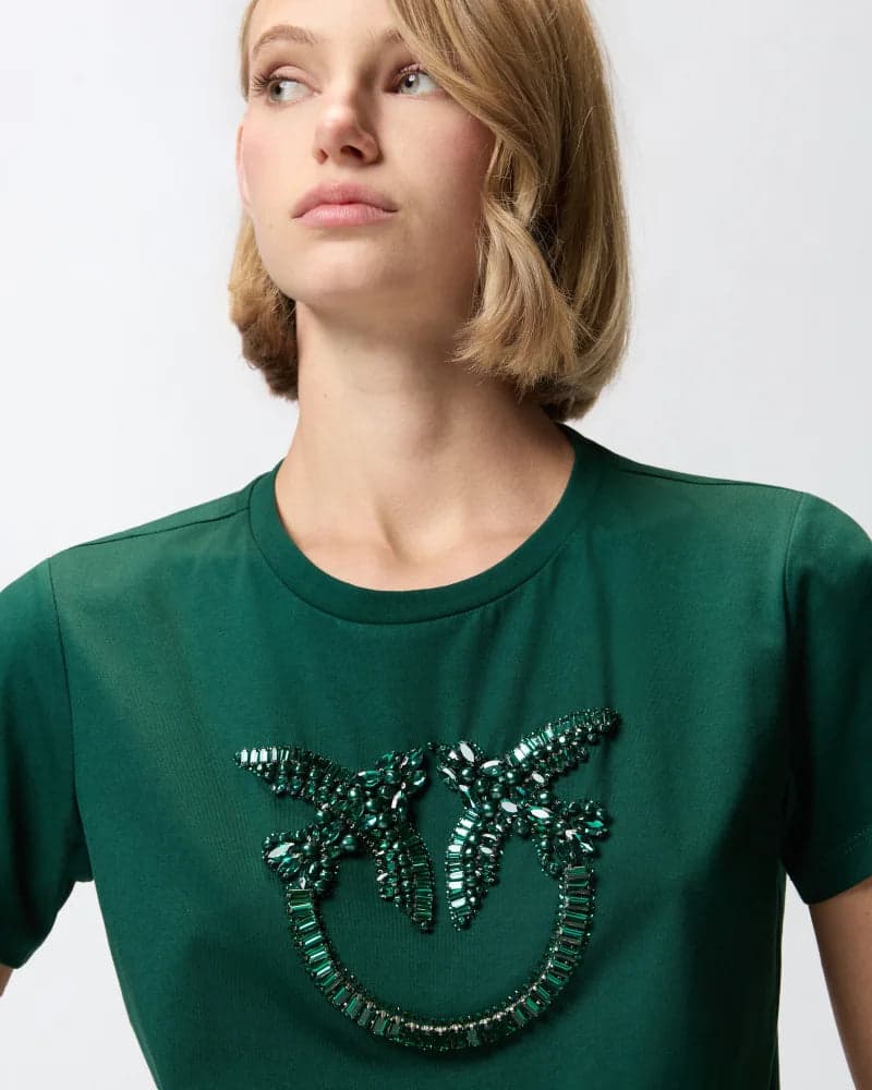 Pinko QUENTIN T-SHIRT JERSEY RICAMO FW25 da donna in T-shirt Drestige - Casamassima, commercioVirtuoso.it
