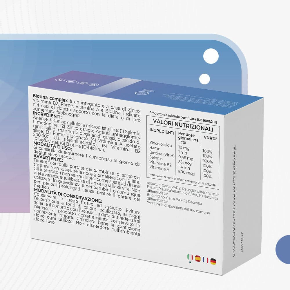 Biotina complex - integratore per capelli con biotina, rame, zinco, selenio e vitamina b2 - per crescita capelli, unghie e pelle - 160 mini compresse (5 mesi di fornitura) in Vitamina B7 (Biotina) MyLab Nutrition - Roma, commercioVirtuoso.it