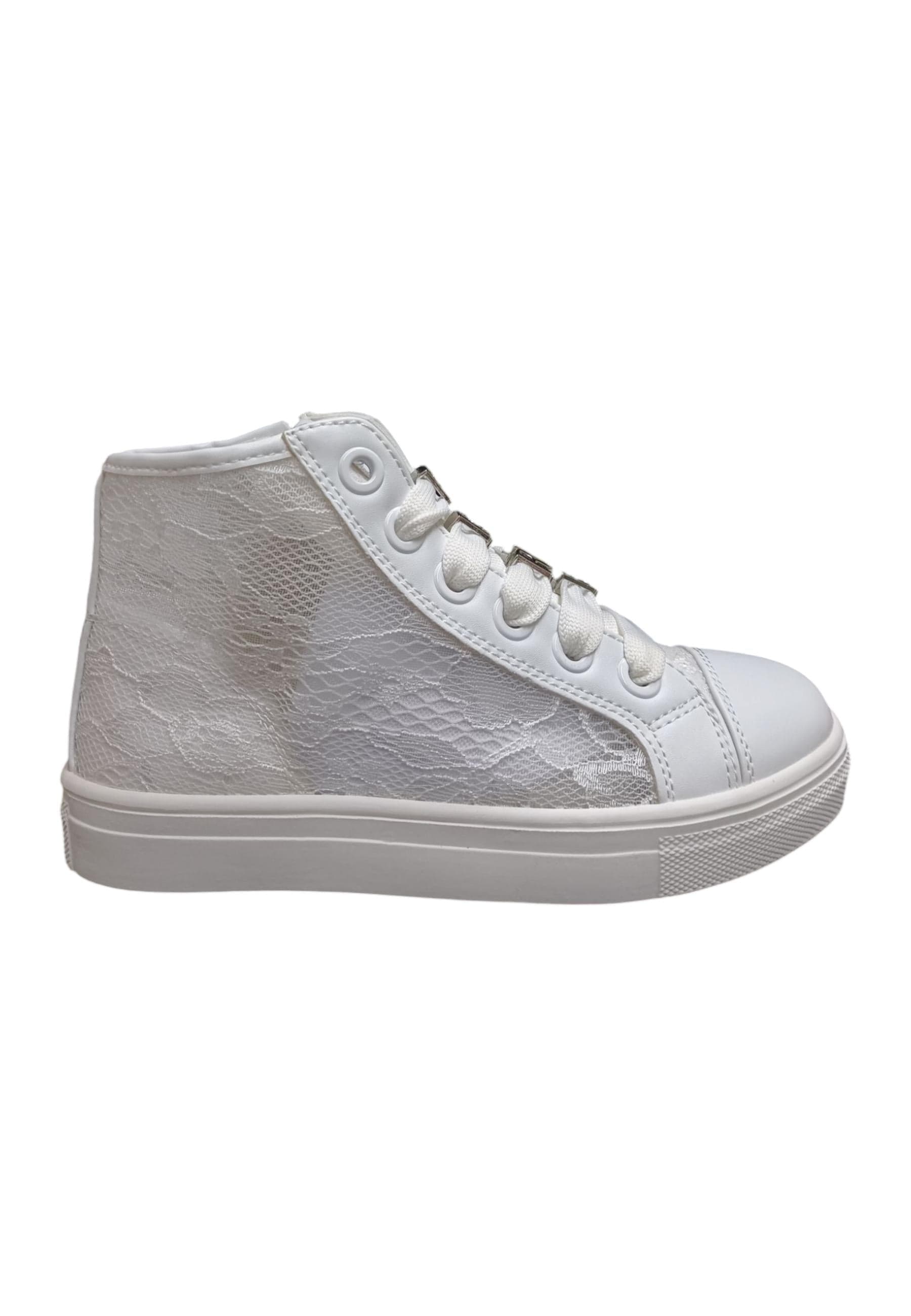 Scarpe sneakers Bambine e ragazze ferrè BUTTER  bianco laccio e zip laterale - 12