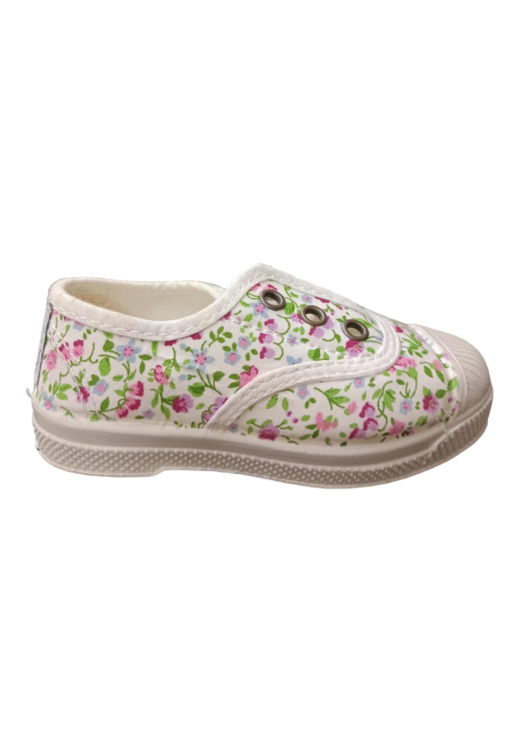 Scarpe sneakers Bambine e ragazze natural world 471  bianco fiorato elastico - 6