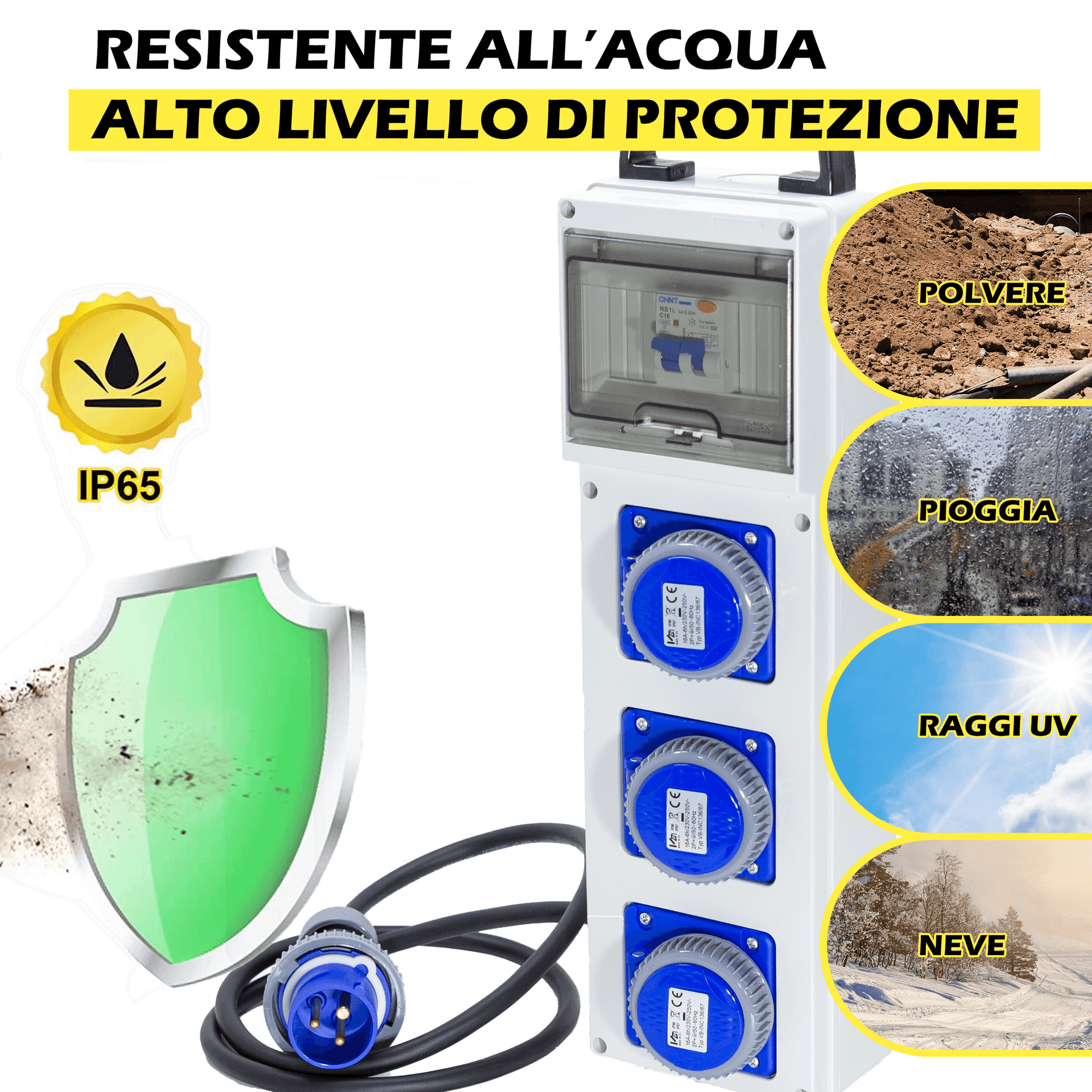QUADRO TERMOP. 3 PRESE 2P+T 16A 230V IP67 - ElettroWatt.eu