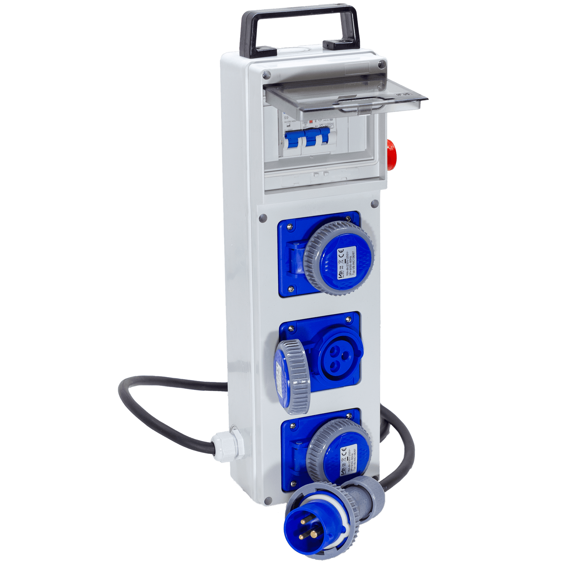 QUADRO TERMOP. 3 PRESE 2P+T 16A 230V IP67 + PULSANTE D'EMERGENZA - ElettroWatt.eu