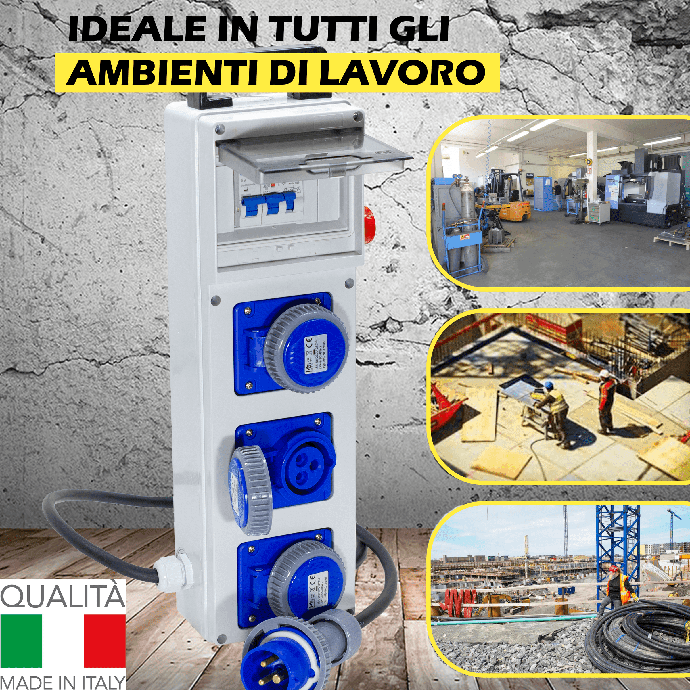QUADRO TERMOP. 3 PRESE 2P+T 16A 230V IP67 + PULSANTE D'EMERGENZA - ElettroWatt.eu