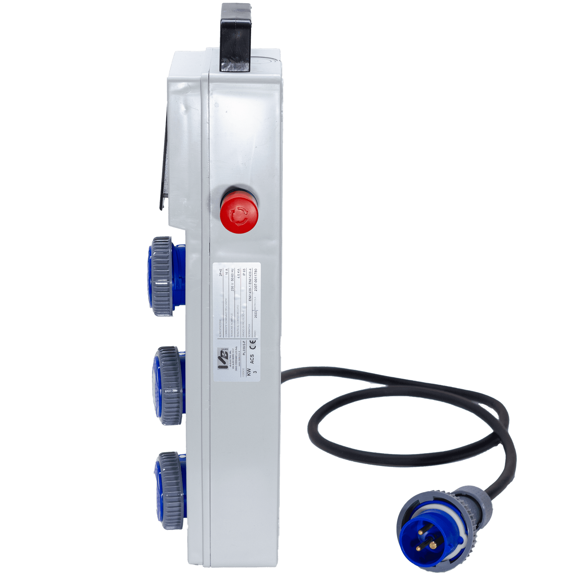 QUADRO TERMOP. 3 PRESE 2P+T 16A 230V IP67 + PULSANTE D'EMERGENZA - ElettroWatt.eu