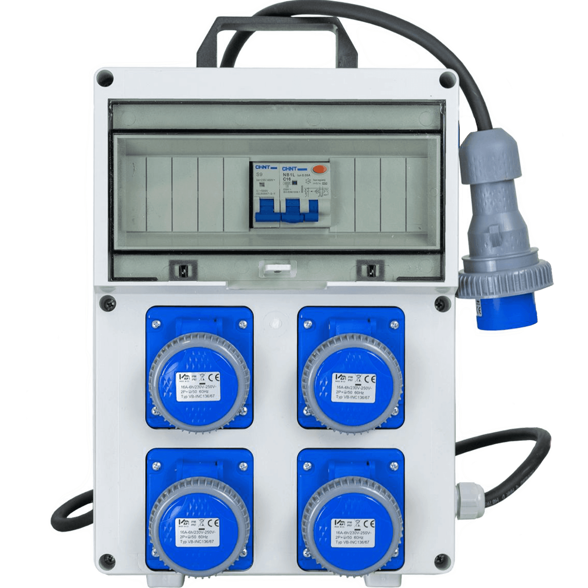 QUADRO ELETTRICO DA CANTIERE ASC 220V MONOFASE CON 4 PRESE IP67 DA 16A - ElettroWatt.eu