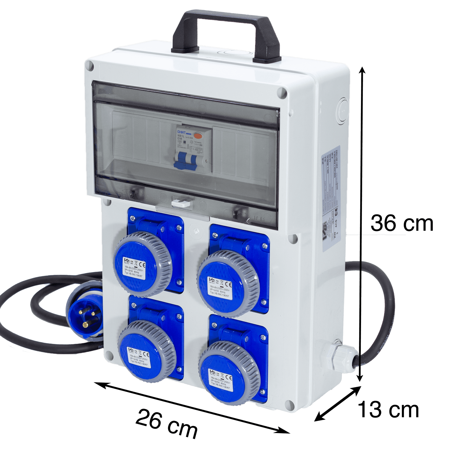 QUADRO ELETTRICO DA CANTIERE ASC 220V MONOFASE CON 4 PRESE IP67 DA 16A - ElettroWatt.eu