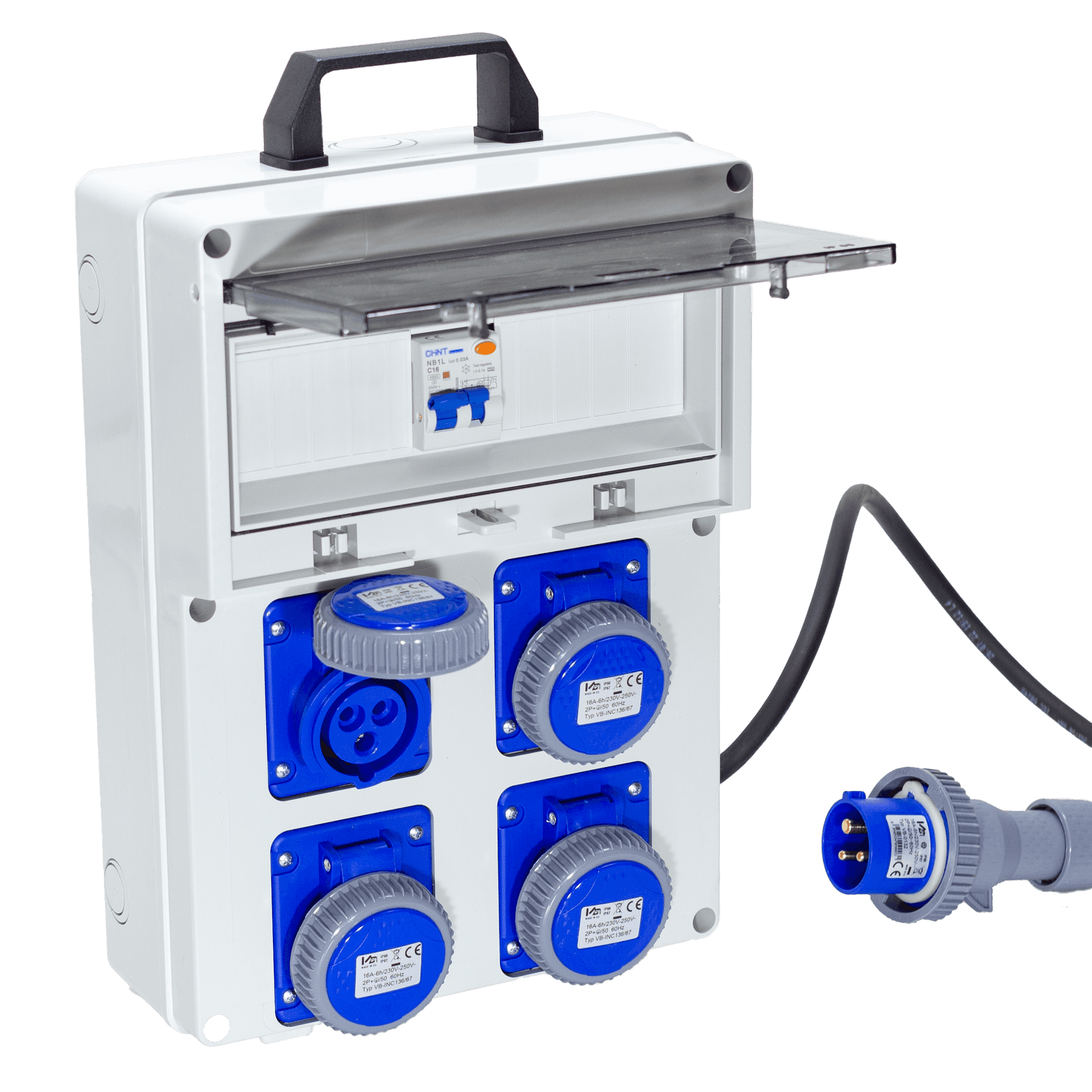 QUADRO ELETTRICO DA CANTIERE ASC 220V MONOFASE CON 4 PRESE IP67 DA 16A - ElettroWatt.eu