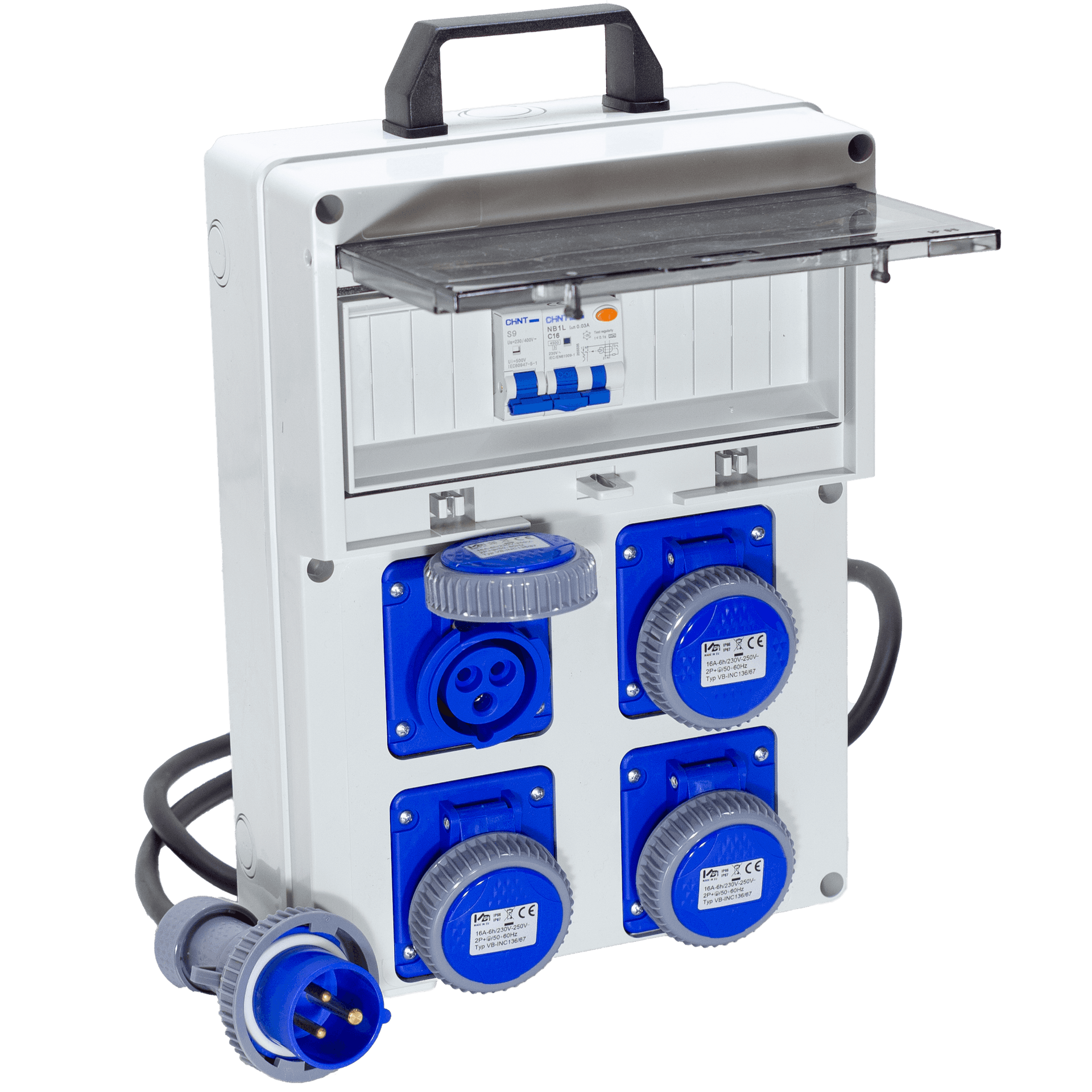 QUADRO TERMOP. 4 PRESE- 2P+T 16A 230V IP67 + PULSANTE D'EMERGENZA - ElettroWatt.eu