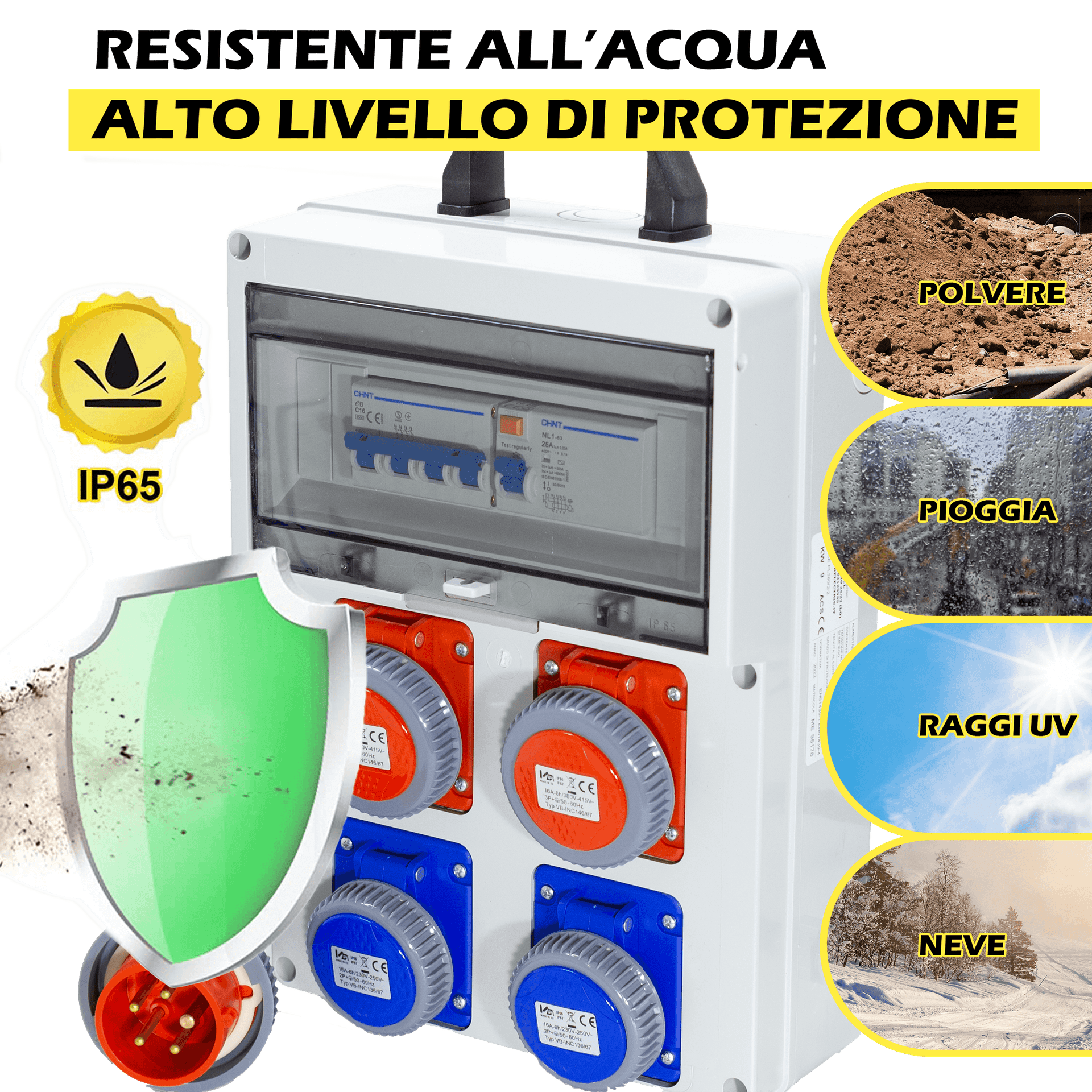 QUADRO ELETTRICO DA CANTIERE ASC 380V CON 2 PRESE 220V e 2 PRESE TRIFASE - ElettroWatt.eu