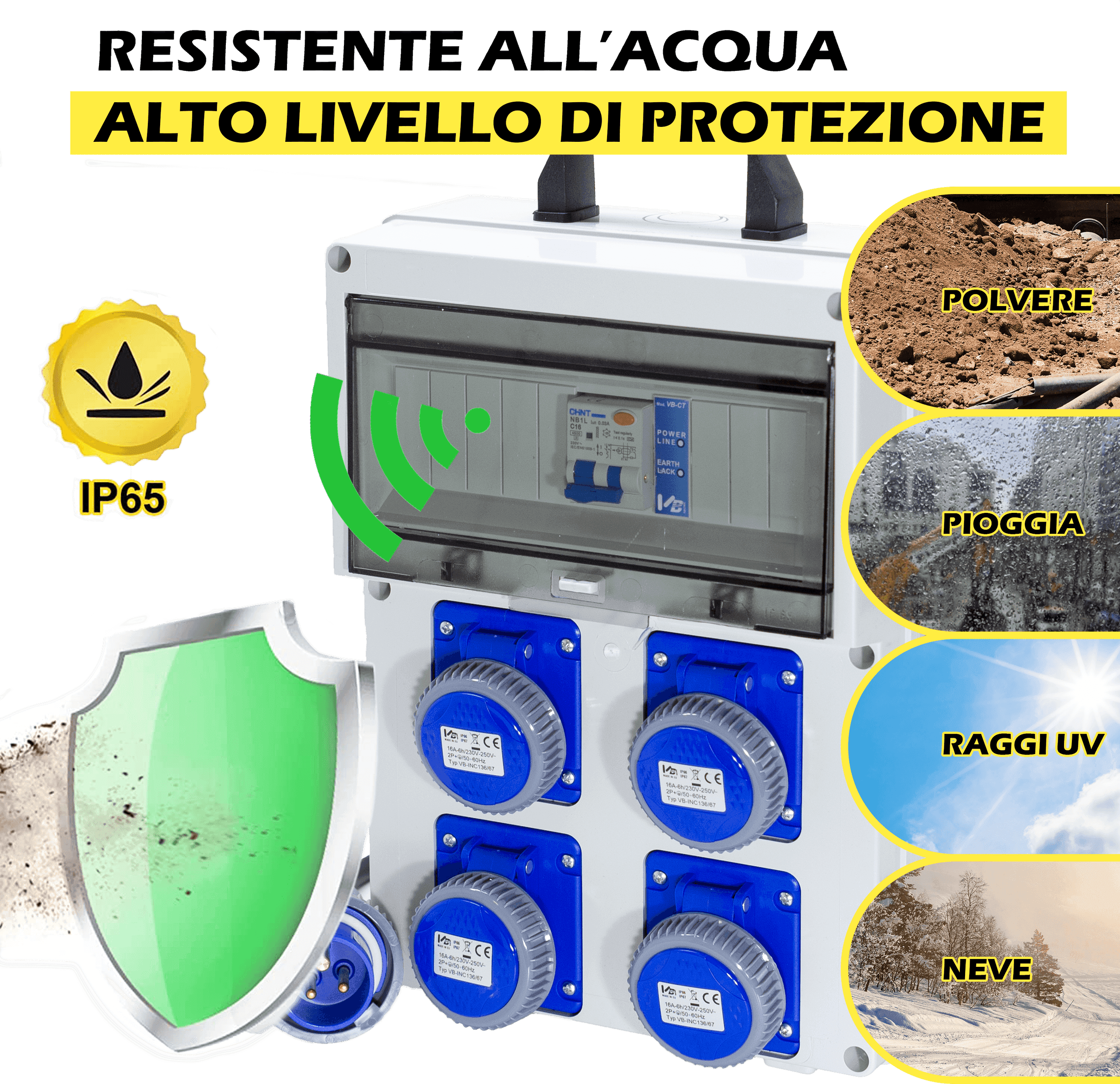 QUADRO ARCHIMEDE 4 PRESE 2P+T 16A 230V IP67 - ElettroWatt.eu