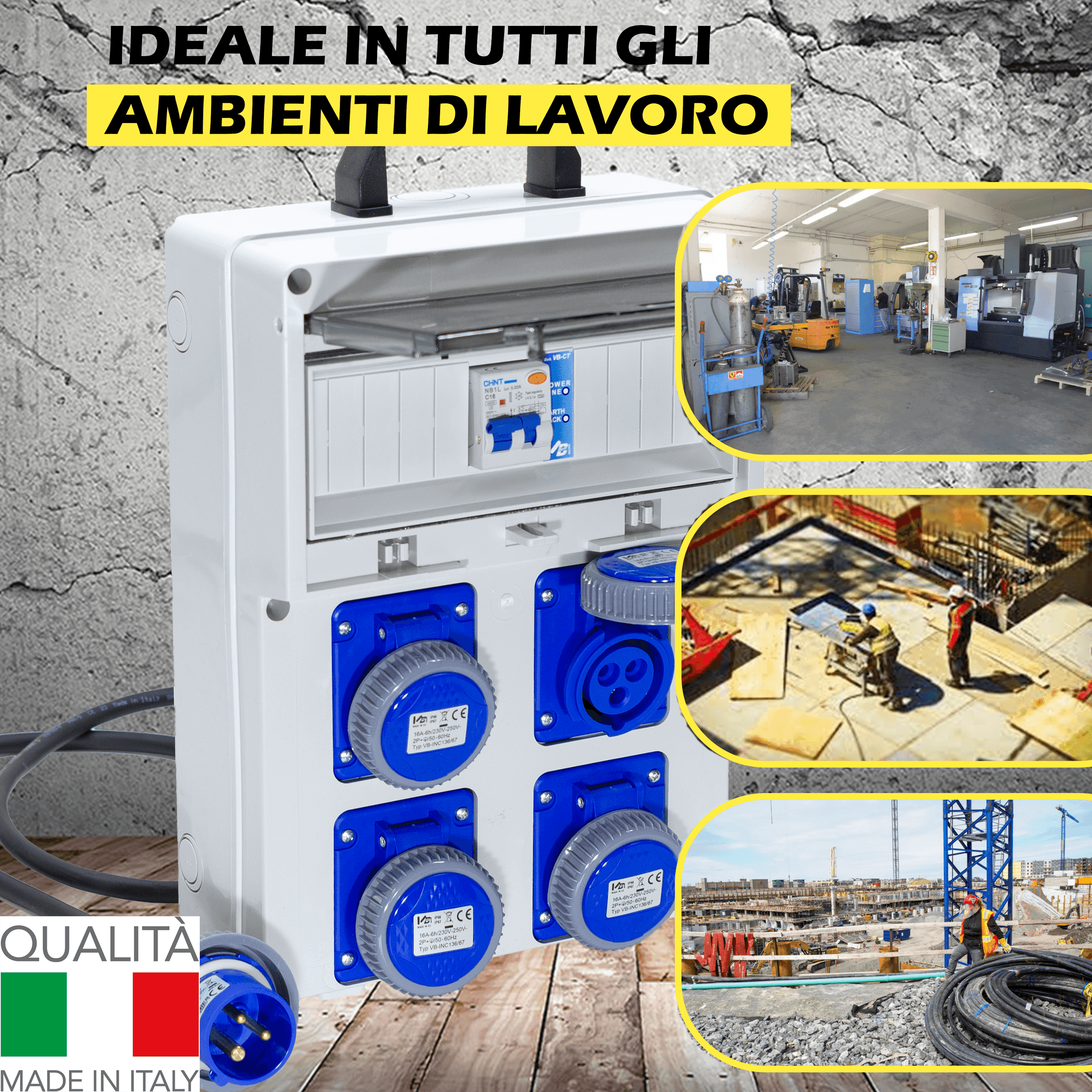 QUADRO ARCHIMEDE 4 PRESE 2P+T 16A 230V IP67 - ElettroWatt.eu