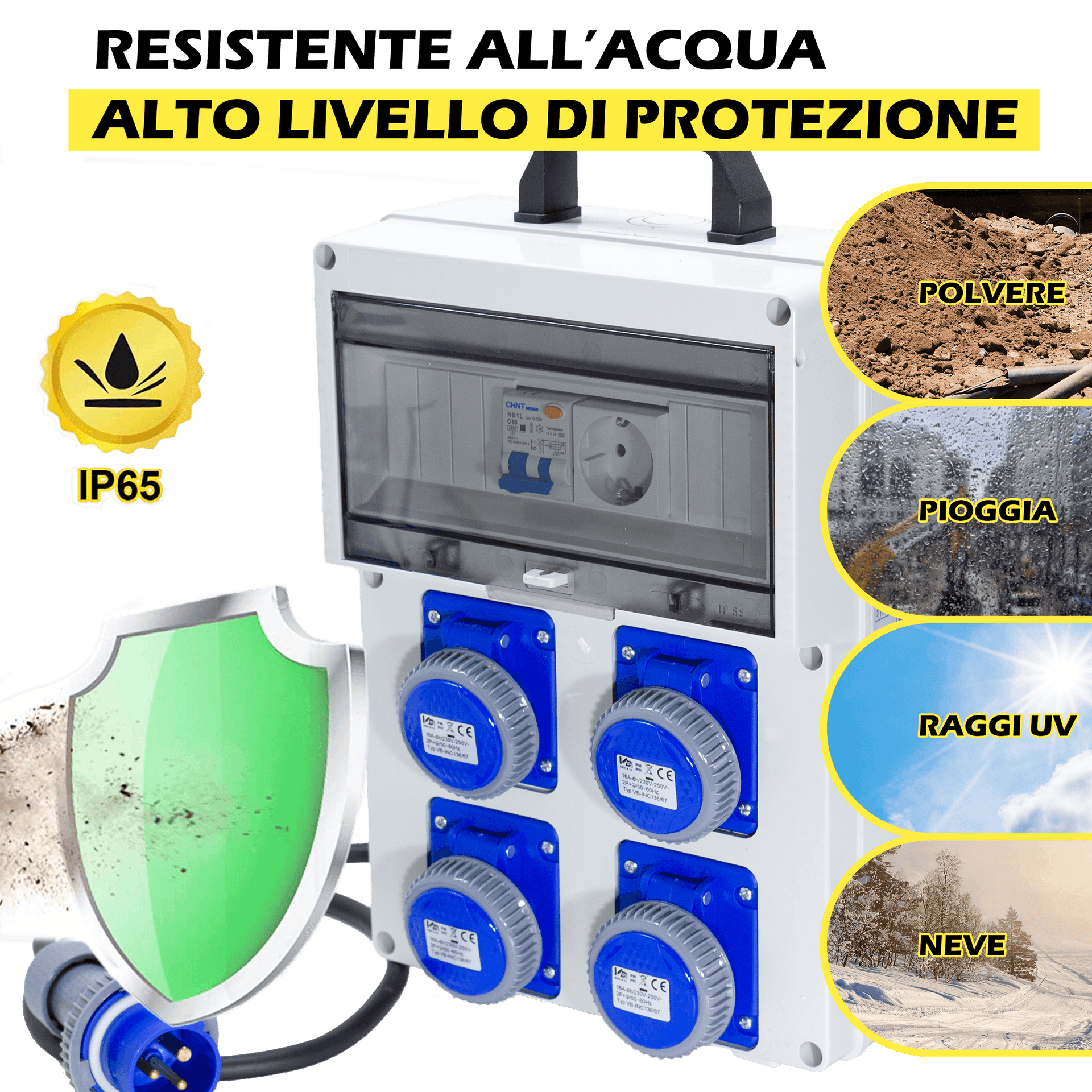 QUADRO TERMOP. 4 PRESE 2P+T 16A 230V IP67 - ElettroWatt.eu