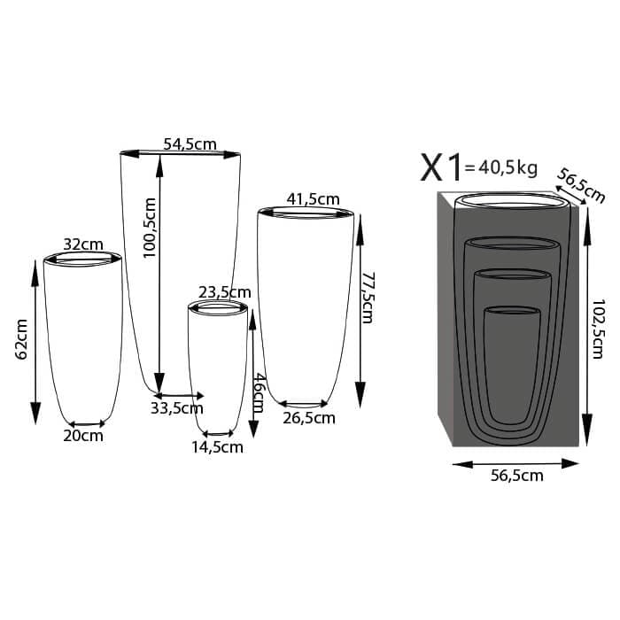 set di 4 vasi da giardino Grigio in Vasi Milani Home - Dueville, commercioVirtuoso.it