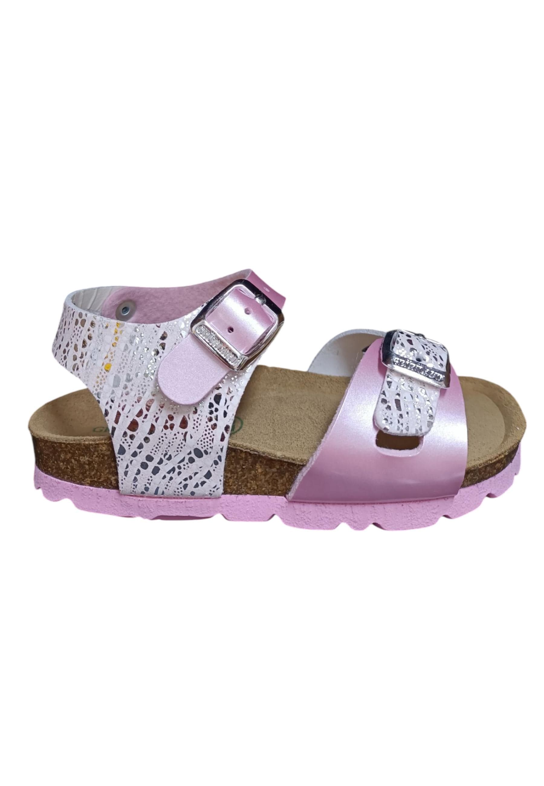Sandalo bio bambino Grunland Junior 1129 rosa pelle sughero fibbia comfort - 6