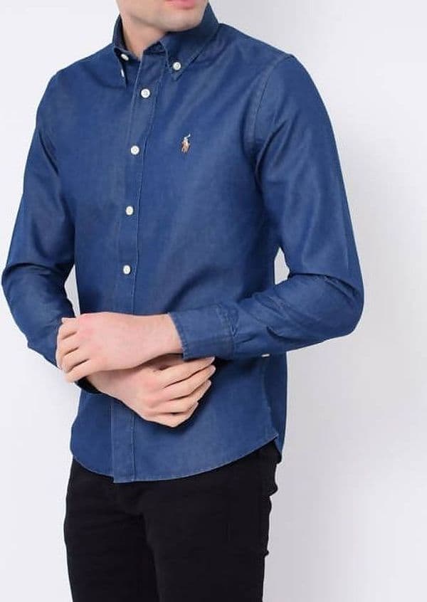 Camicia Uomo Ralph Lauren Uomo Camicia Sportiva in Jeans Denim Scuro Casual Custom Fit Vestibilità Regolare Blu Navy Coletto Button Down E Logo Ricamato in Camicie casual Euforia - Bronte, commercioVirtuoso.it