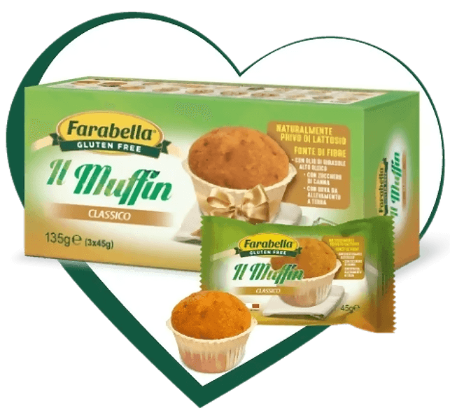 Muffin classico senza glutine e privo di lattoso 45g Farabella perfetto per la sua colazione