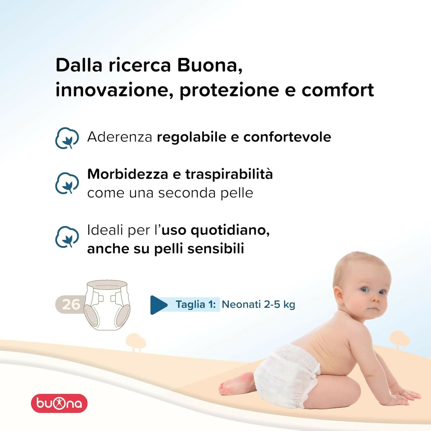 Buona D-Topic Pannolini per neonati e bambini - con Tecnologia pH Comfort - Dermatologicamente testati, Cotone Naturale, Materiali Traspiranti Delicati sulla Pelle dei Bambini - tutte le misure disponibili - 3 pacchi - PREZZO PER 3 CONFEZIONI in Pannolini per bambini Sanitaria Gioia del Bimbo - Villa San Giovanni, commercioVirtuoso.it