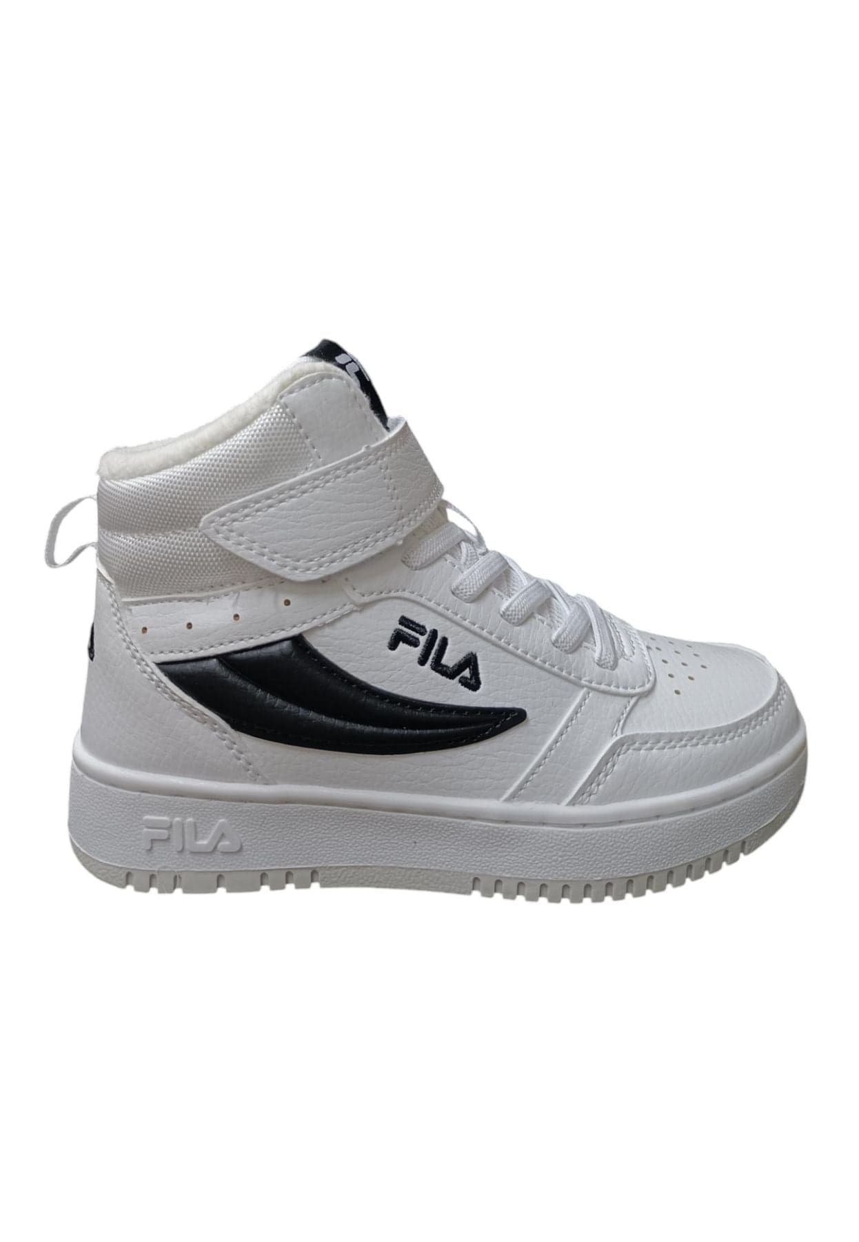 Scarpe sneakers Unisex bambino fila REGA bianco-nero-rosso laccio elastico e vecro - 22