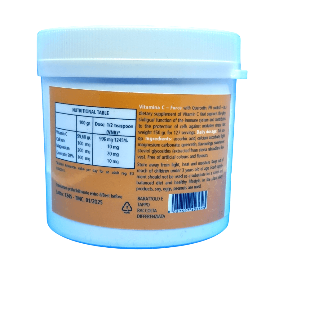 Vitamina C – Force con Quercetina, PH control - 150 gr. in polvere solubile in Vitamina C Scen Scientific and Natural - Poggibonsi, commercioVirtuoso.it