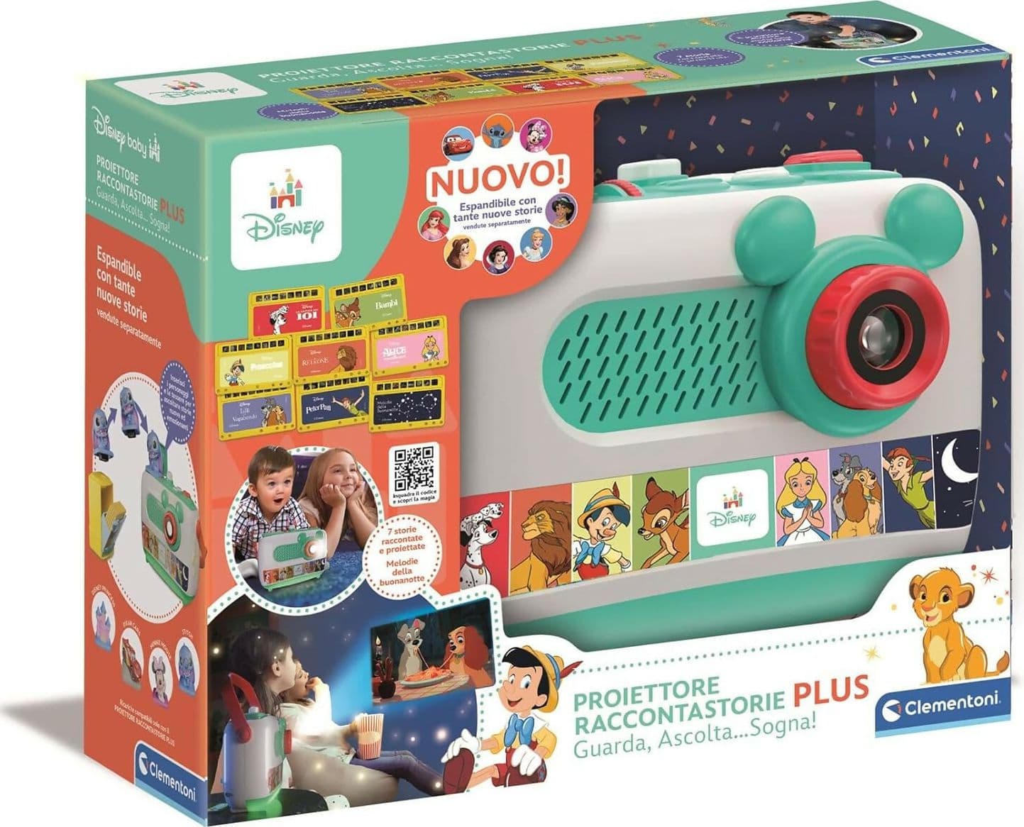 CLEMENTONI Disney Proiettore Raccontastorie Plus + Cartuccia Proiettore Stitch - Storyteller Disney, Proiettore Storie Bambini Italiano, Cantastorie Con Proiezione, Educativo Elettronico Parlante, con estensione per storie di Stitch, 17507 + 17584 in Cubi e piramidi componibili Sanitaria Gioia del Bimbo - Villa San Giovanni, commercioVirtuoso.it