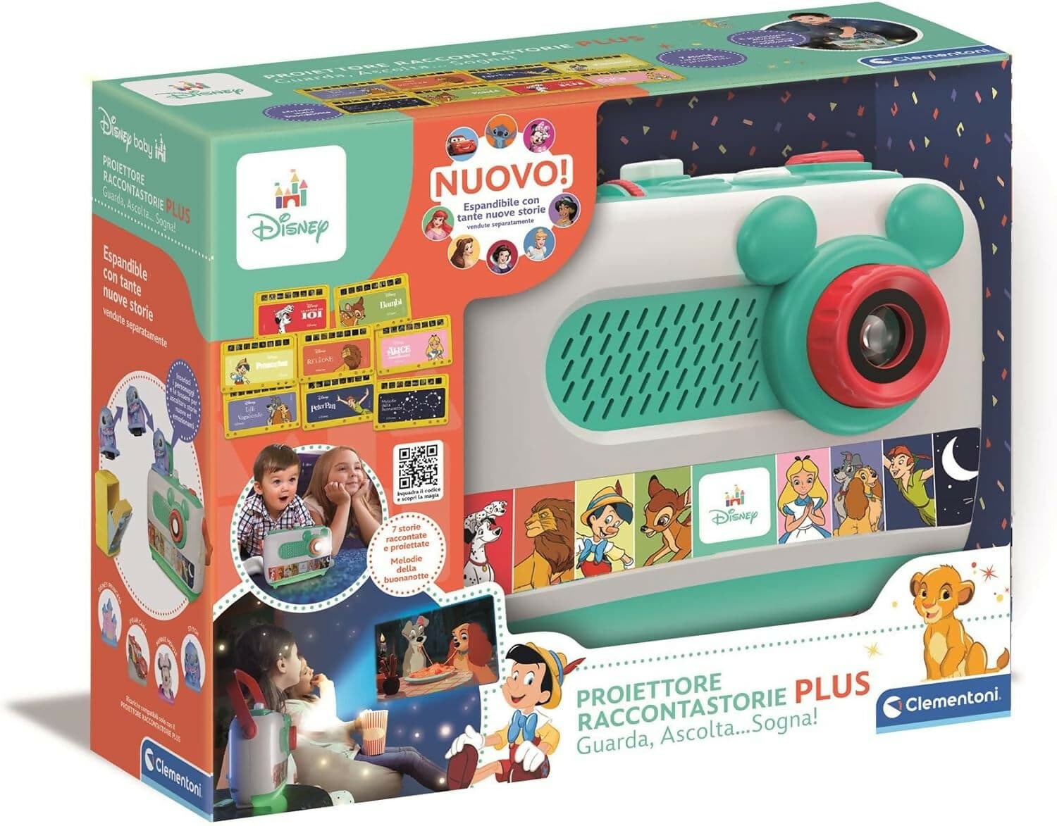 CLEMENTONI Disney Proiettore Raccontastorie Plus + Cartuccia Proiettore Stitch - Storyteller Disney, Proiettore Storie Bambini Italiano, Cantastorie Con Proiezione, Educativo Elettronico Parlante, con estensione per storie di Stitch, 17507 + 17584 in Cubi e piramidi componibili Sanitaria Gioia del Bimbo - Villa San Giovanni, commercioVirtuoso.it