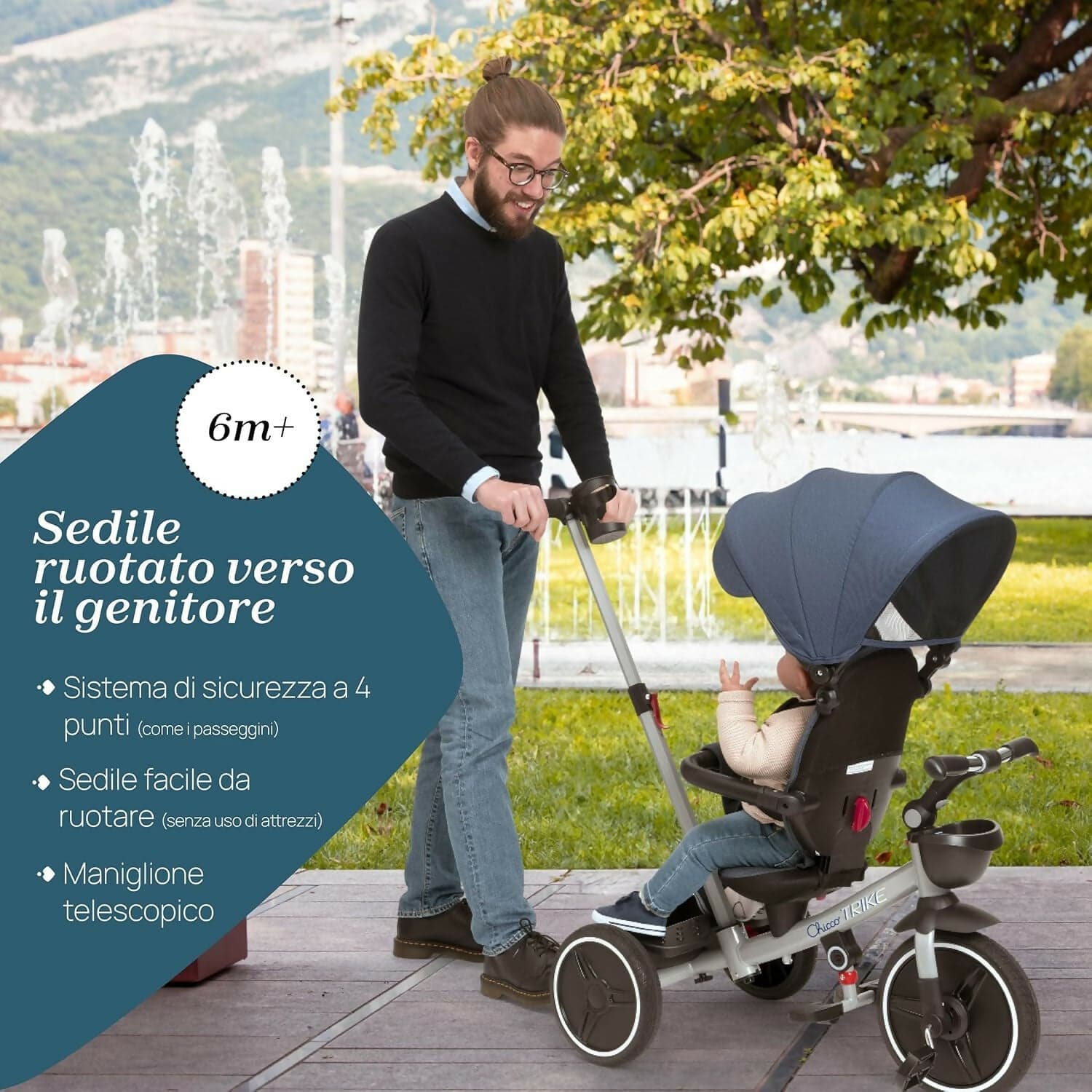 CHICCO Triciclo Evolutivo Bambini 4in1 segue la crescita del bambino - Telaio in Metallo - Ruote in Gomma EVA - Cintura a 4 Punti - Maniglione Telescopico e Cappottina Rimovibili - Passeggino con Seduta Reversibile - Cestino - colore BEIGE in Bici per bambini Sanitaria Gioia del Bimbo - Villa San Giovanni, commercioVirtuoso.it