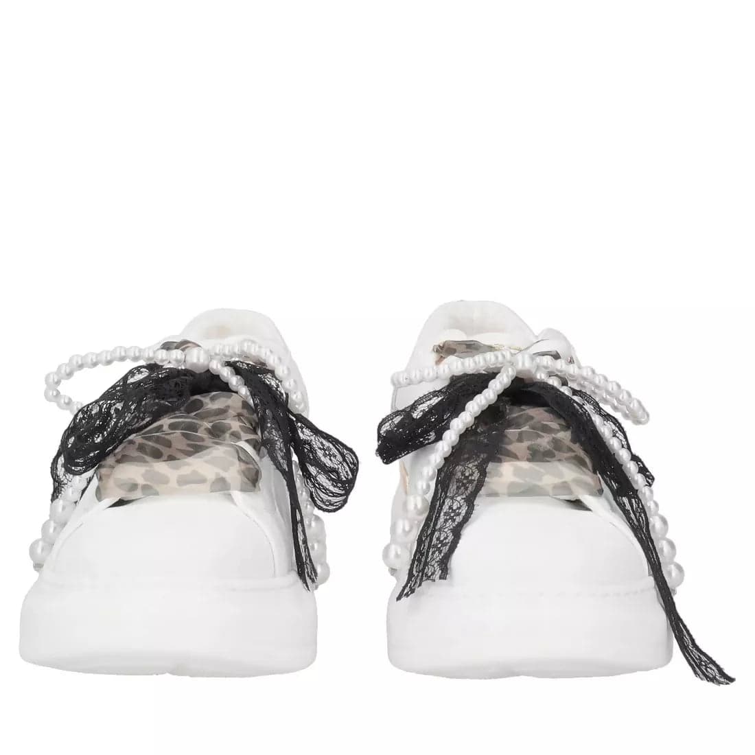 ToscaBlu Donna Sneakers Carol in pelle con fiocchi e perle colore bianco in Sneaker casual Cantali Calzature - Randazzo, commercioVirtuoso.it