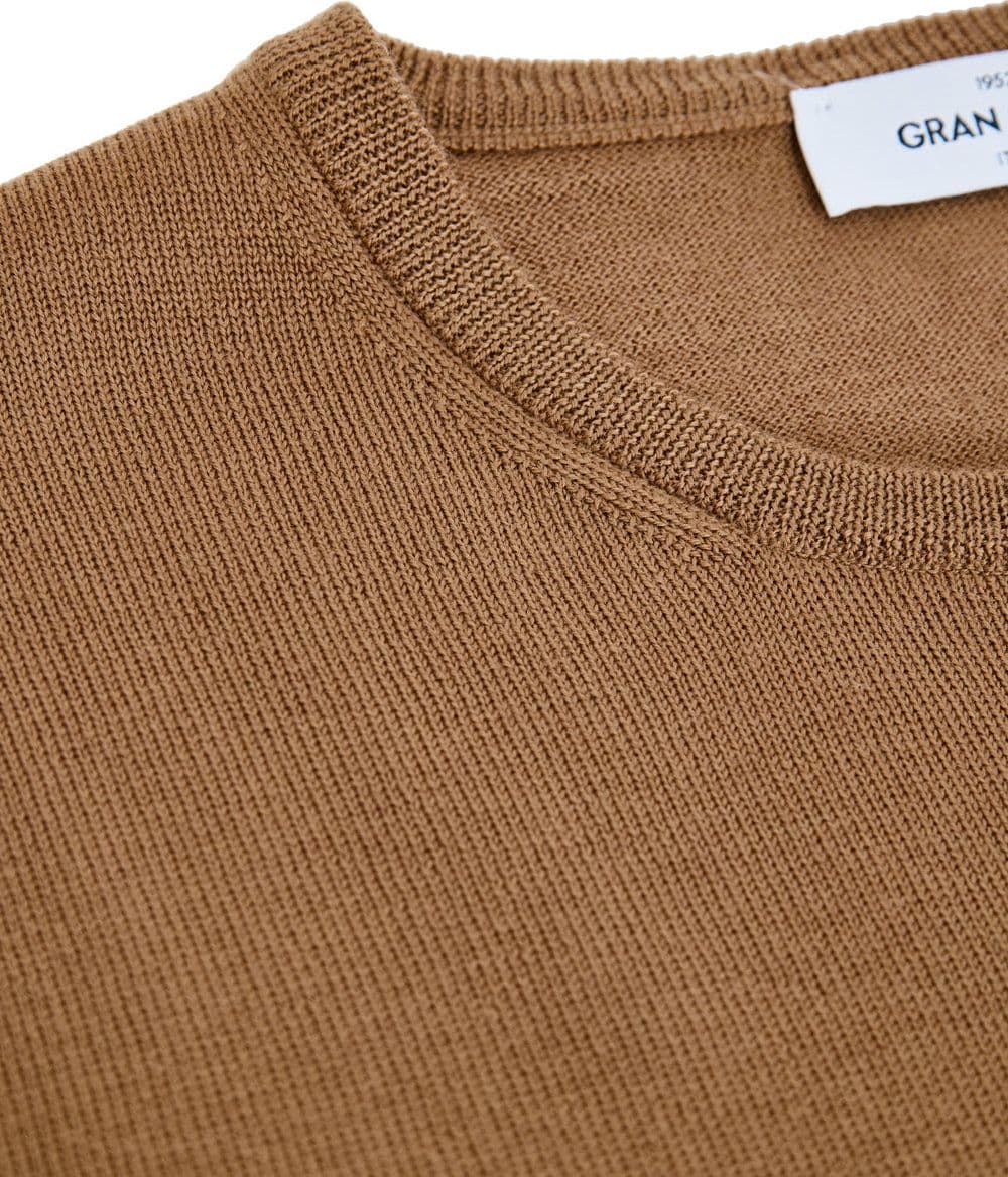 Gran Sasso Maglione Girocollo Marrone in Lana Sottile da uomo in Maglioni Drestige - Casamassima, commercioVirtuoso.it