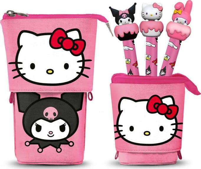 Hello Kitty Astuccio Portatutto Carino + 2 Penne Gel Cancellabili, Blu
