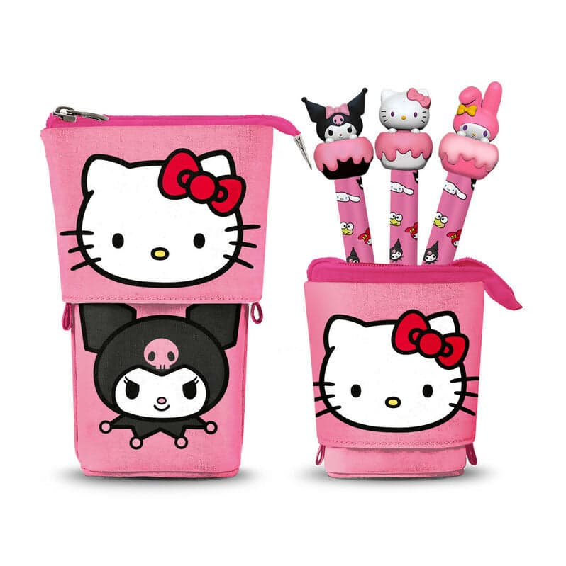 Hello Kitty Astuccio Portatutto Carino + 2 Penne Gel Cancellabili, Blu