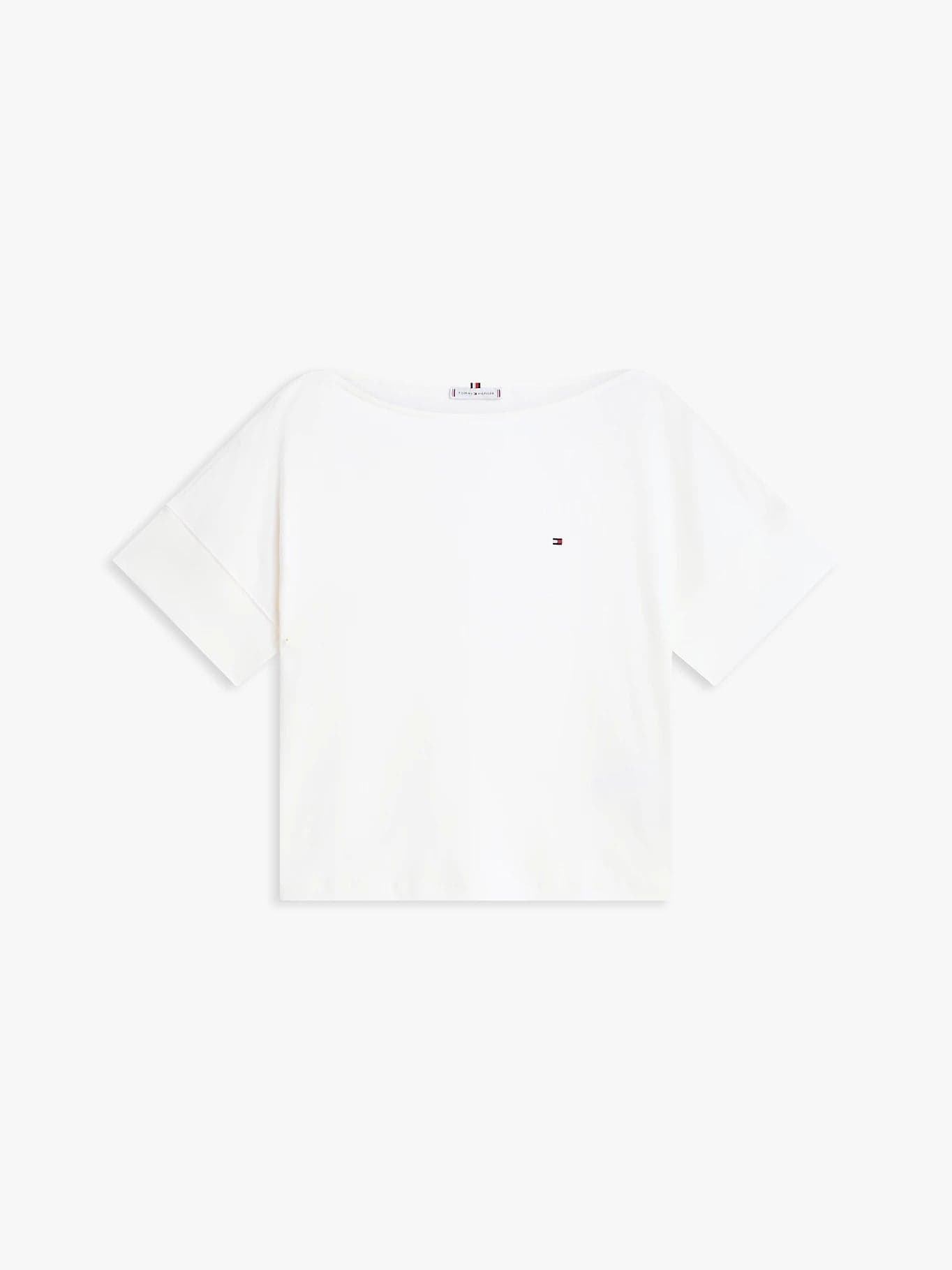 Tommy Hilfiger T-shirt donna in cotone con scollo a barca relaxed fit bianca in T-shirt Broadway Red - Barletta, commercioVirtuoso.it