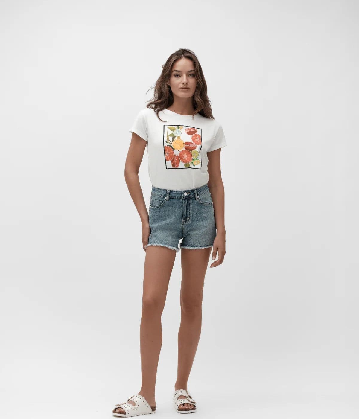 T-Shirt Stampa Frutta Con Strass