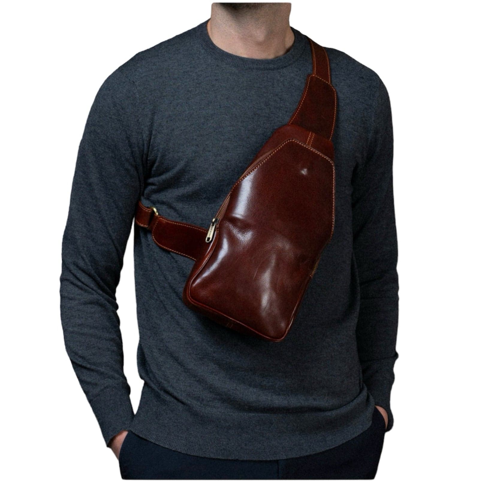 Modarno Borsa Uomo in vera pelle Marsupio Monospalla Jump in Organizer borsa Modarno - Sesto Fiorentino, commercioVirtuoso.it