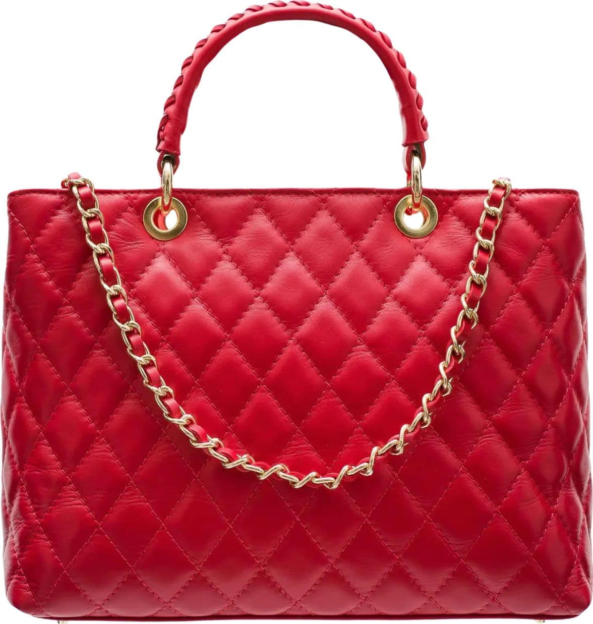 Modarno Borsa con manico intrecciato in Vera Pelle "Trapuntata" a Mano e a Spalla 33x14x24 cm in Organizer borsa Modarno - Sesto Fiorentino, commercioVirtuoso.it